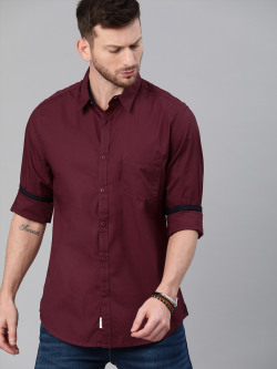 Roadster Men Maroon Pure Cotton Sustainable Casual Shirt