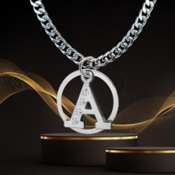 D2Fashion Stylish A Letter Pendant With Stainless Steel Silver Chain in Silver Metal Pendant