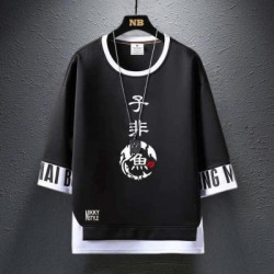 Lieo Trend Printed Men Round Neck Black T-Shirt