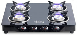 Lifelong ISI Certified Glass Manual Gas Stove(4 Burners)