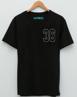 Smartees Printed Men Round Neck Black T-Shirt