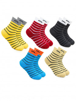 BAESD Kids Pack Of 5 Patterned Anti-Skid Ankle-Length Socks