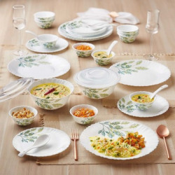 Larah by Borosil Pack of 34 Opalware Galaxy Fauna Crockey Set for Dini