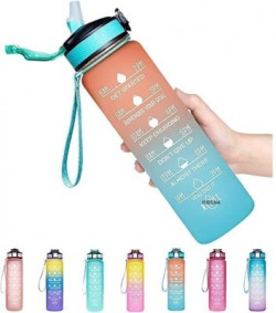 vintaze Unbreakable Water Bottle with Motivational Time Marker (Multic