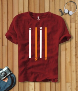BLIVE Printed Men Round Neck Maroon T-Shirt