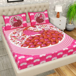COSITO 144 TC COTTON DOUBLE JAIPURI PRINTS FLAT BEDSHEET(PACK OF 1, PI