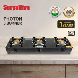 SURYAVIVA 3B Photon Bk Toughened 3 Cast Iron (Manual,Black) Glass Manu