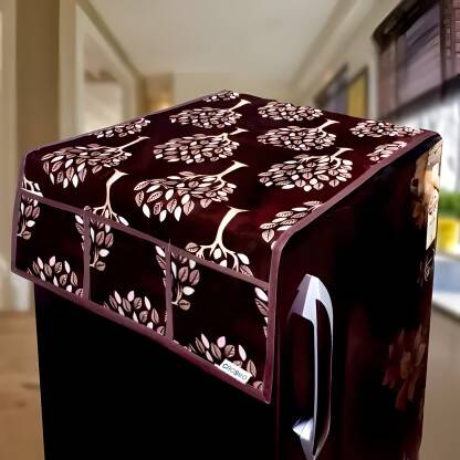 Crosmo Refrigerator Cover(Width: 56 cm, Brown Tree)