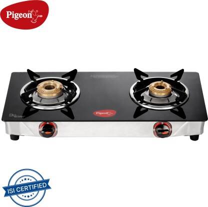 PIGEON POPULAR COOKTOP GLASS MANUAL GAS STOVE(2 BURNERS)