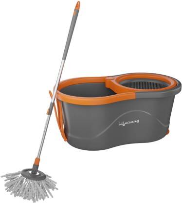 Lifelong Plastic Spin Floor Mop Set With Bucket & 360 Degree Spinner,