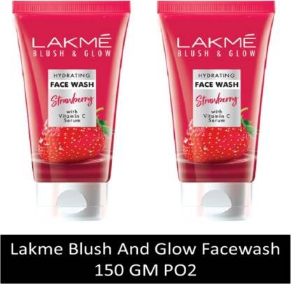 Lakm Blush & Glow Hydrating Strawberry Facewash,with Vitamin C Serum,1