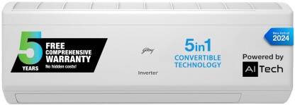 Godrej 5-In-1 Convertible 2024 Model 1.5 Ton 5 Star Split Inverter Wit