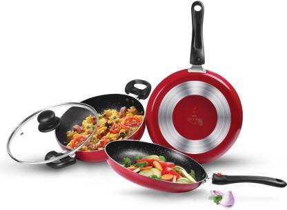 MILTON Pro Cook Kitchen Pride Cookware Set(Fry pan, Kadhai with lid &