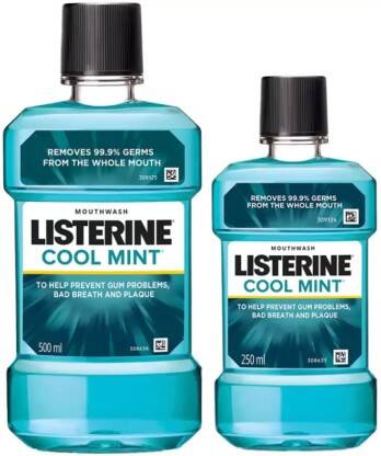 LISTERINE Cool Mint Mouthwash| Removes 99.99% germs| Home & Travel Com