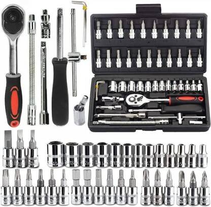 MOHINNI CREATION 46pcs Tool Ratchet Torque Wrench Combo Tools Kit Car