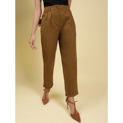 Freehand by The Indian Garage Co Women Cotton Mid-Rise Pleated Plain C