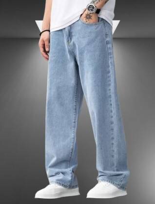 Men Boyfriend Low Rise Light Blue Jeans
