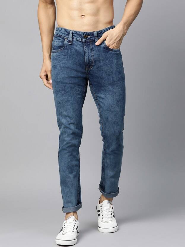 Men Skinny Mid Rise Blue Jeans