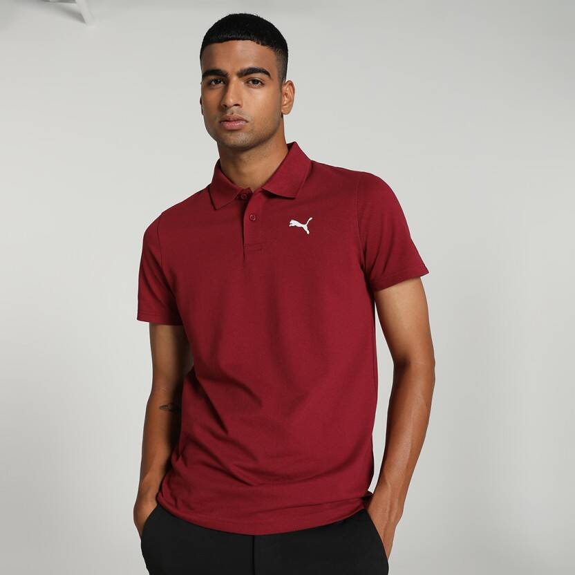 Men Solid Polo Neck Pure Cotton Red T-Shirt