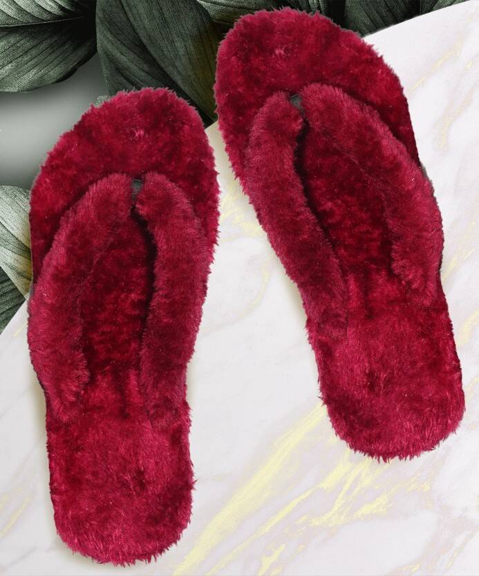 Women Flip Flops(Maroon , 7)