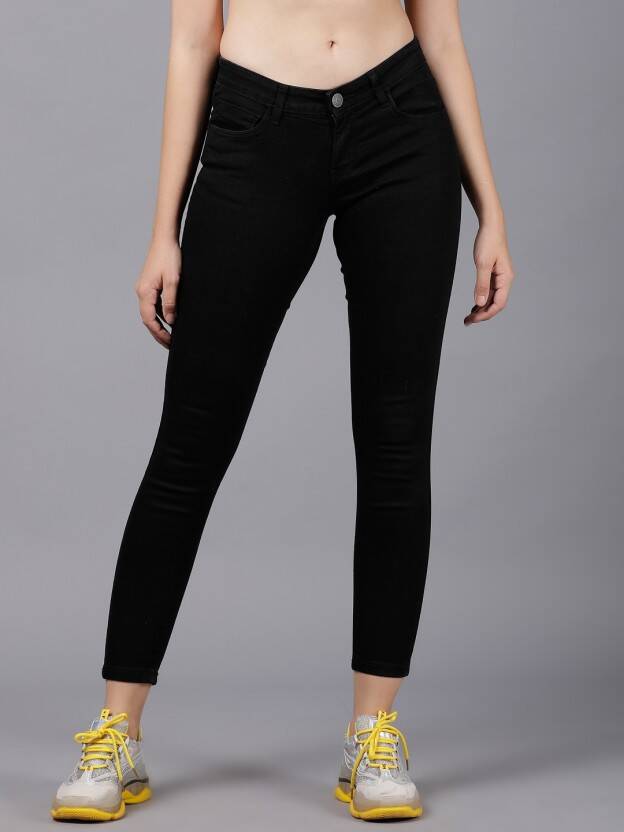 Women Slim Mid Rise Black Jeans