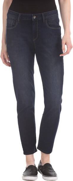Women Skinny Mid Rise Blue Jeans