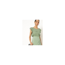 Round-Neck Top with Ruffled Panels