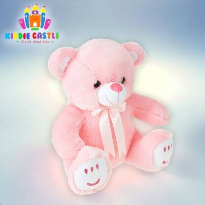 Kiddie Castle Sitting Teddy 32cm With Ribbon Bow - 32 cm(Pink)