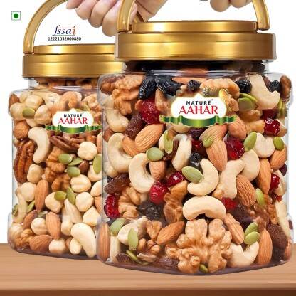 Nature Aahar Mix Dry Fruit | Panchmeva | 500gm | JAR | Almonds, Cashew