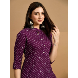 Striped Mandarin Collar A-Line Kurta